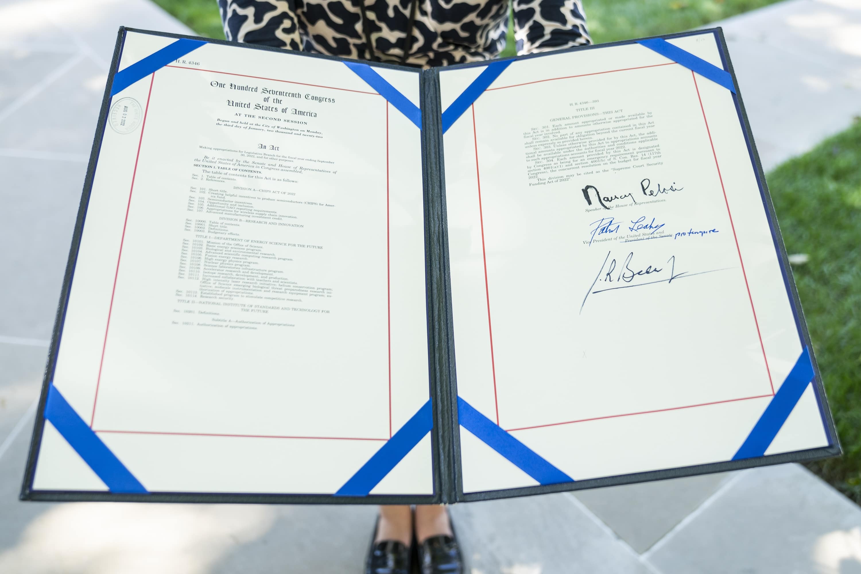 On 9 August 2022, US President Joe Biden signed the US$280 billion CHIPS and Science Act to support the domestic technology industry (White House/Hannah Foslien/Flickr)