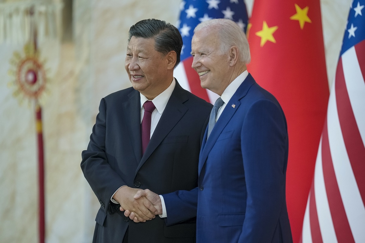 US–China strategic rivalry is now more acute than in half a century. US President Joe Biden with China’s President Xi Jinping ahead of their bilateral meeting in Bali, Indonesia, 14 November 2022 (Adam Schultz/White House/Flickr)